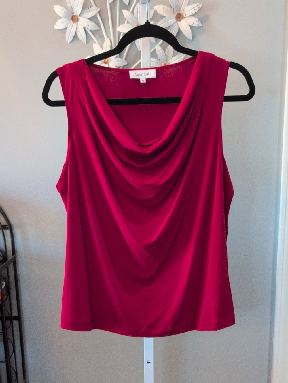 Calvin Klein Women's Draped Cowl Neck Tank in Burgundy